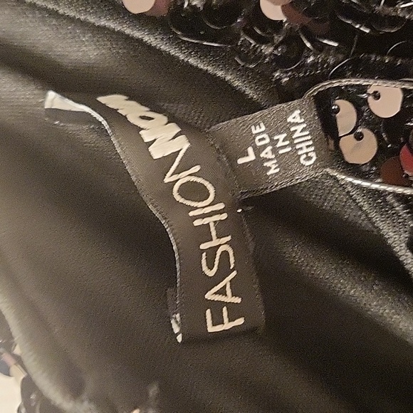 Fashion Nova Midi sequin Dress with Feather Trim Size L - Picture 4 of 8